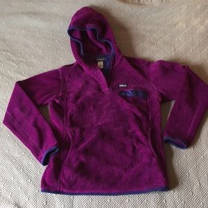 Patagonia bright purple hooded pullover